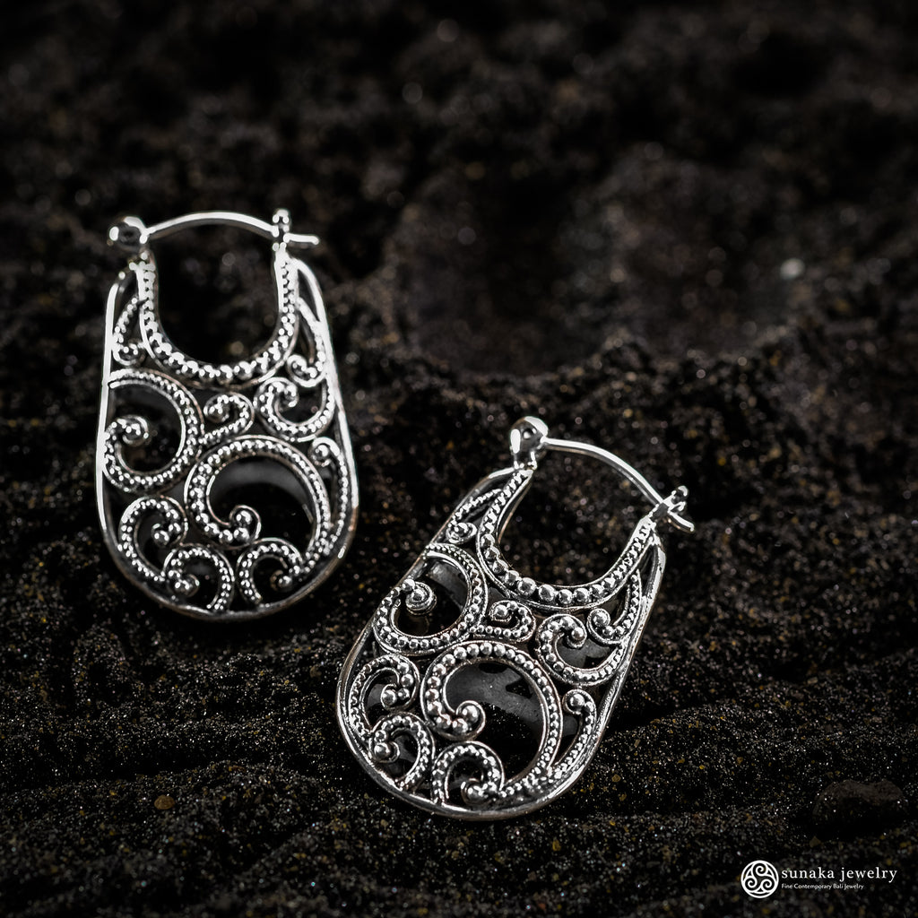 Anting Hoop Perak 925 Koleksi Ombak Segara Balinese Sterling Silver