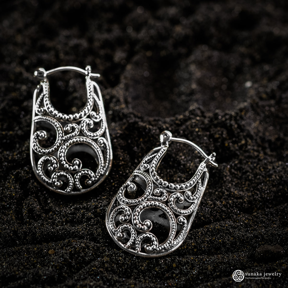 Anting Hoop Perak 925 Koleksi Ombak Segara Balinese Sterling Silver