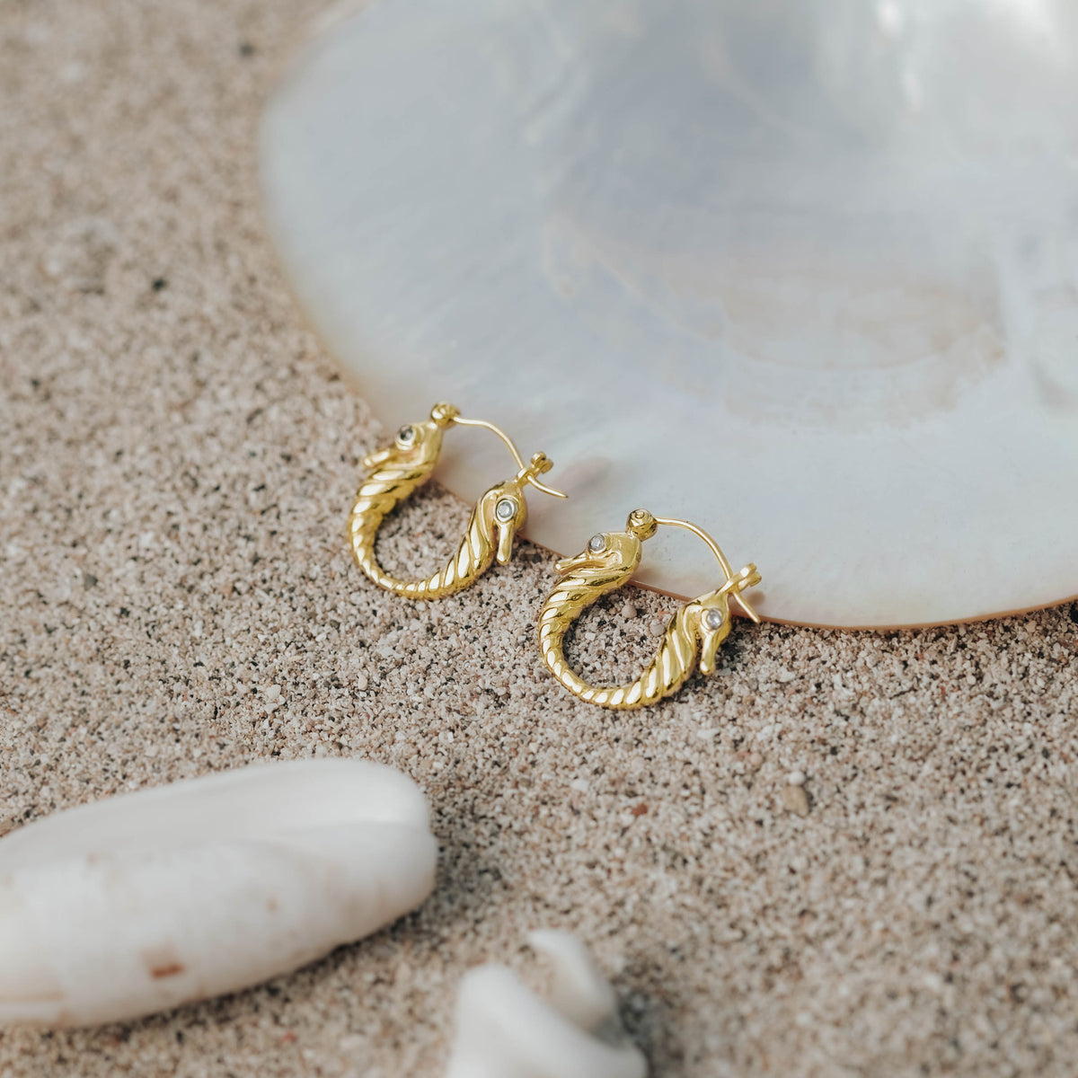 Seahorse Collection Sterling Silver 925 Hoop Earrings