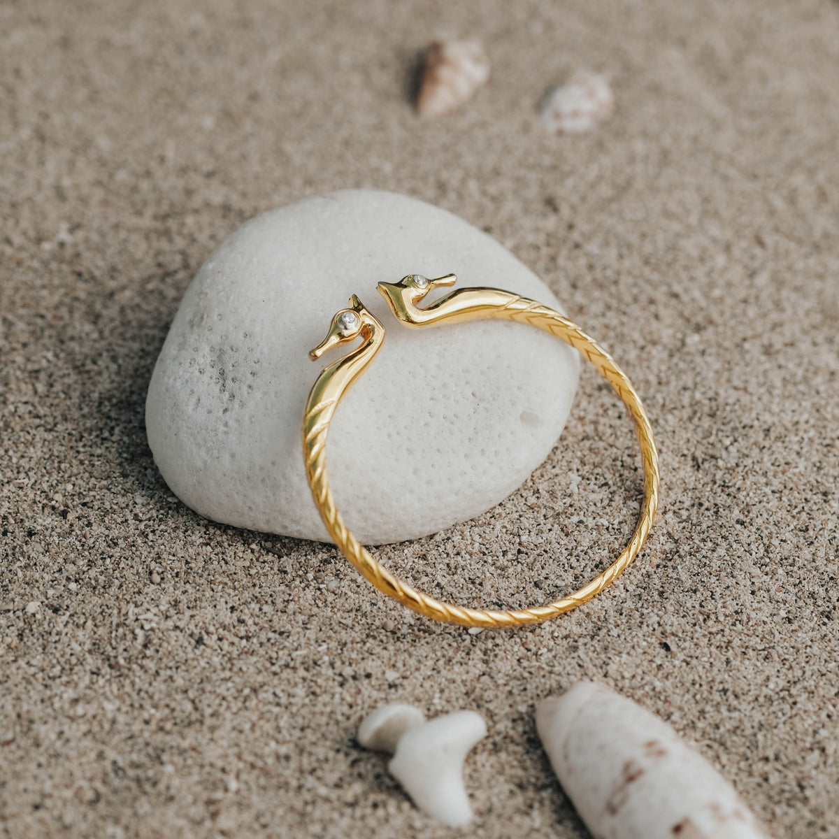 Gelang Bangle Koleksi Seahorse Sterling Silver 925 Gold Plated