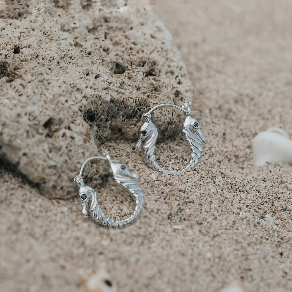 Seahorse Collection Sterling Silver 925 Hoop Earrings