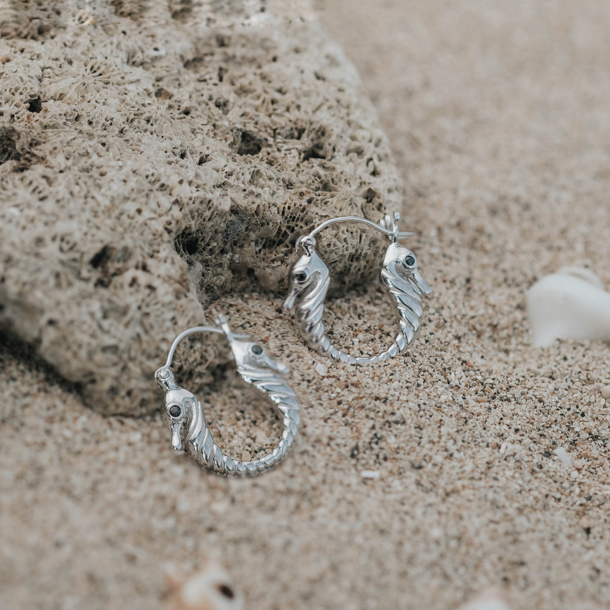 Seahorse Collection Sterling Silver 925 Hoop Earrings