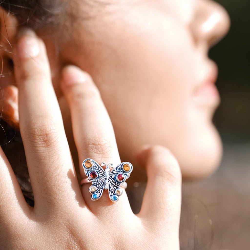 Sterling Silver 925 Butterfly Collection Ring