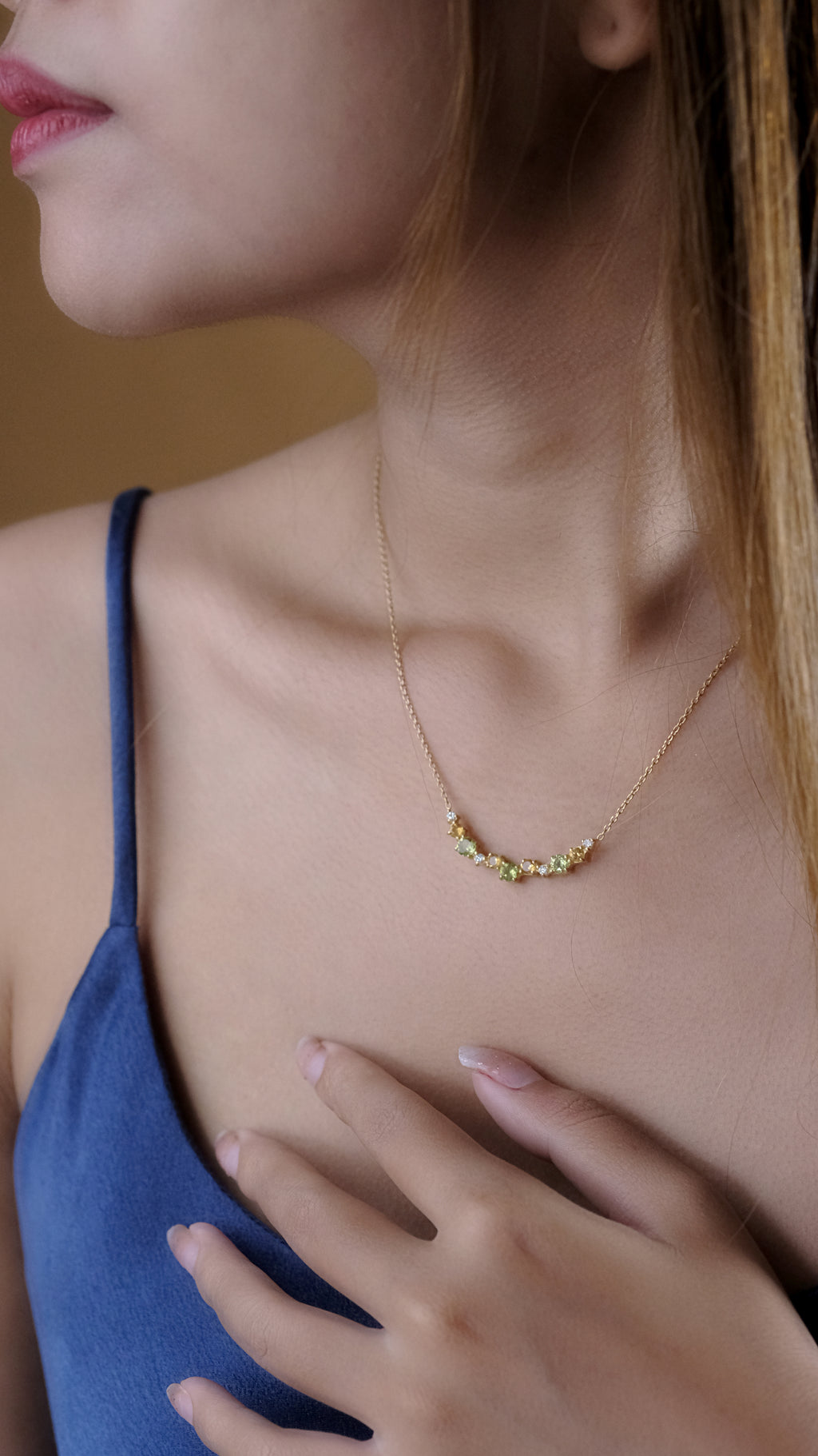 925 Sterling Silver Gold Plated Prong Collection Necklace