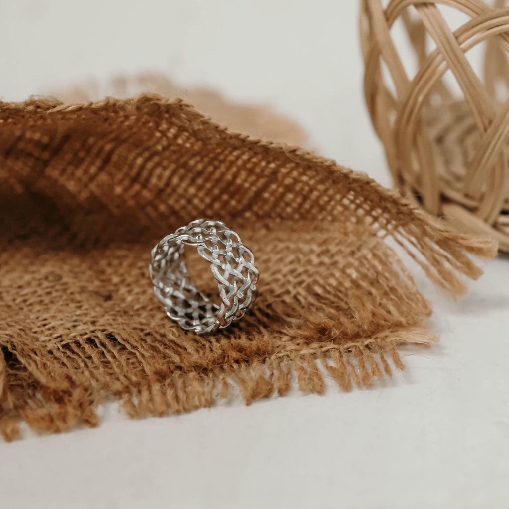 Large Silver Band Ring Woven Sterling Silver Collection