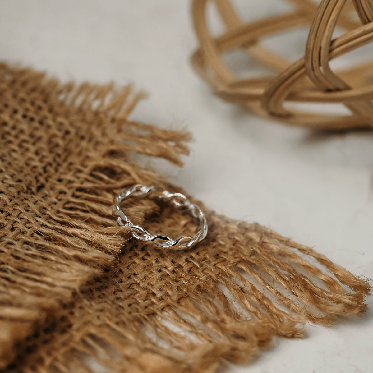 Small Silver Woven Band Ring 925 Sterling Silver