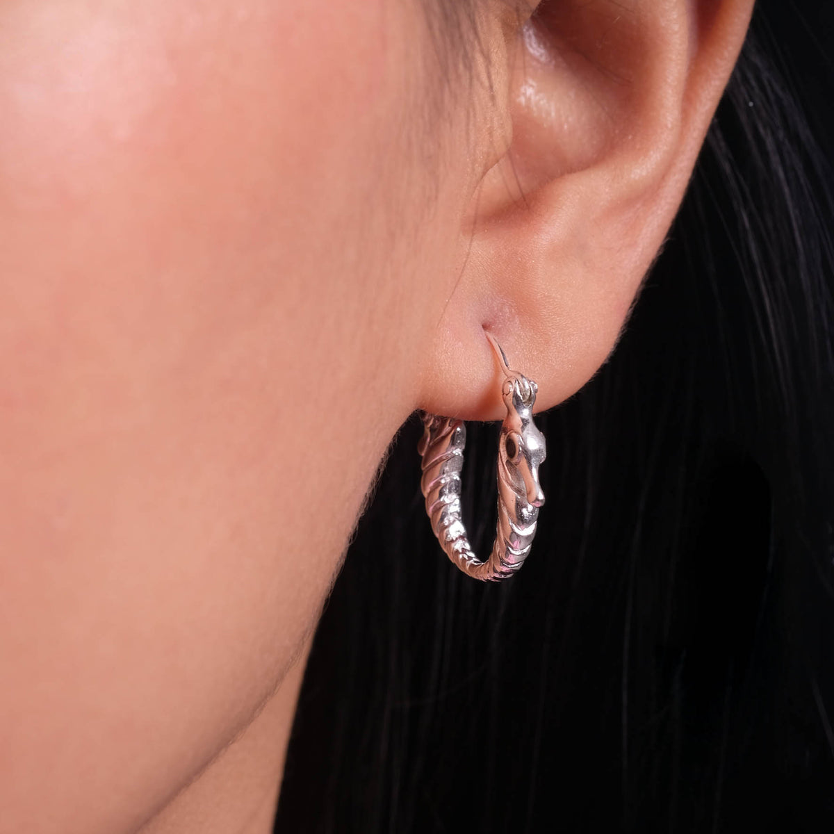 Seahorse Collection Sterling Silver 925 Hoop Earrings