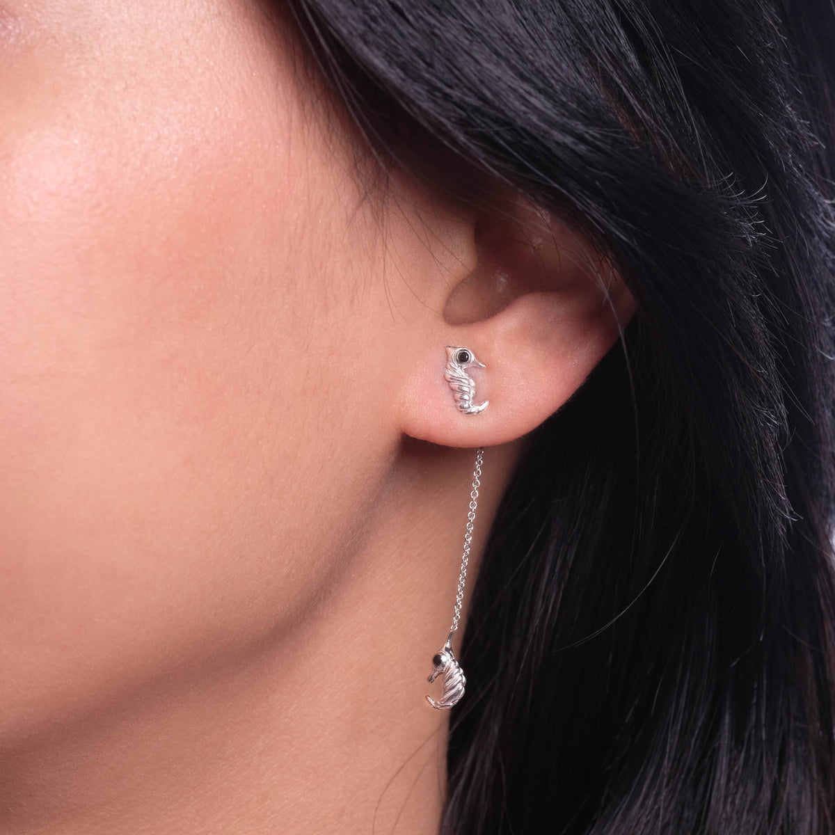 Anting Perak 925 Koleksi Seahorse ( Rantai bisa lepas pasang )