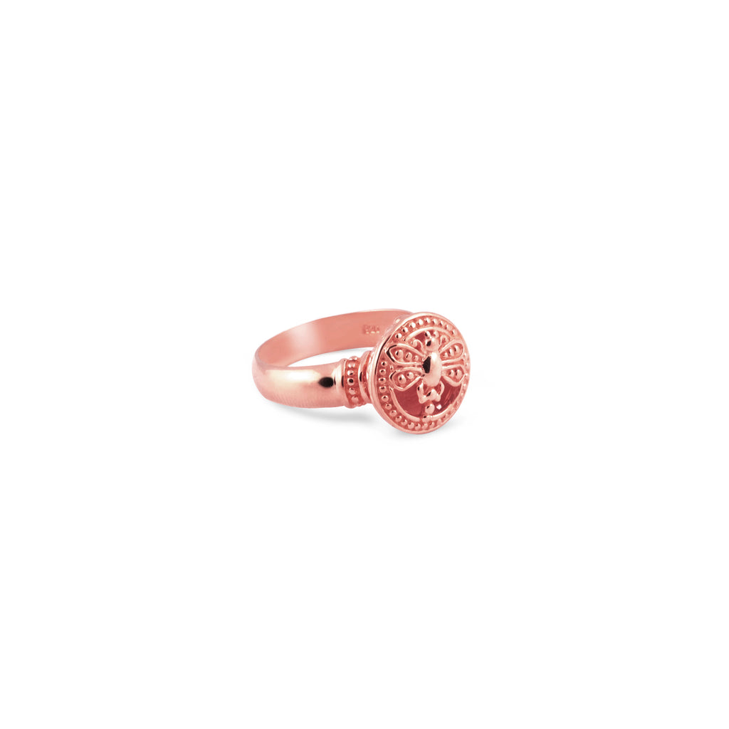 Rose Gold Plated 925 Sterling Silver Dragonfly Cocktail Ring