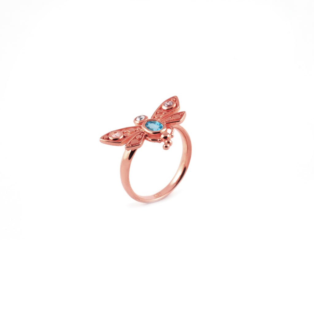 Cincin Perak Koleksi Capung Rose Gold Plated Sterling Silver 925