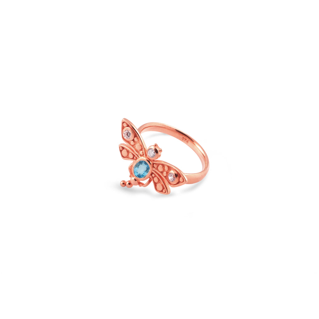 Cincin Perak Koleksi Capung Rose Gold Plated Sterling Silver 925