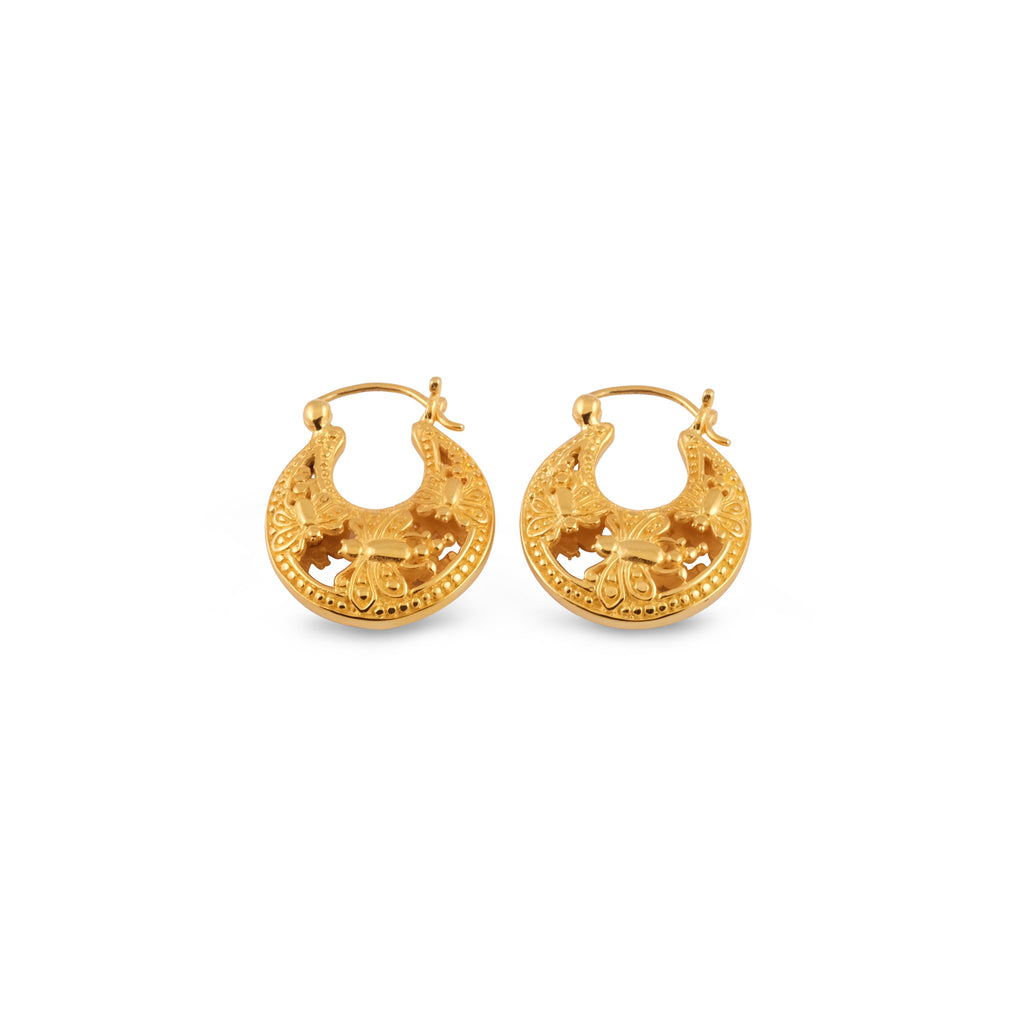 Anting Hoop Mini Gold Plated Koleksi Capung Sterling Silver 925