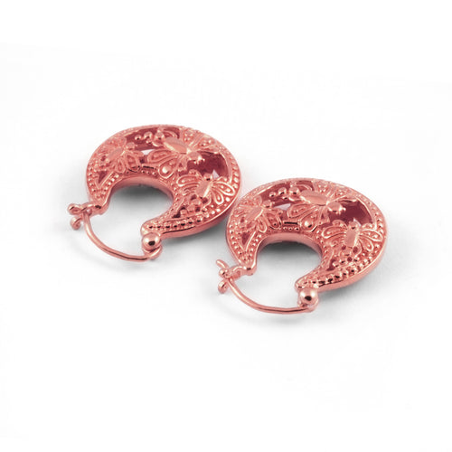 Rosegold Plated Sterling Silver 925 Dragonfly Collection Mini Hoop Earrings