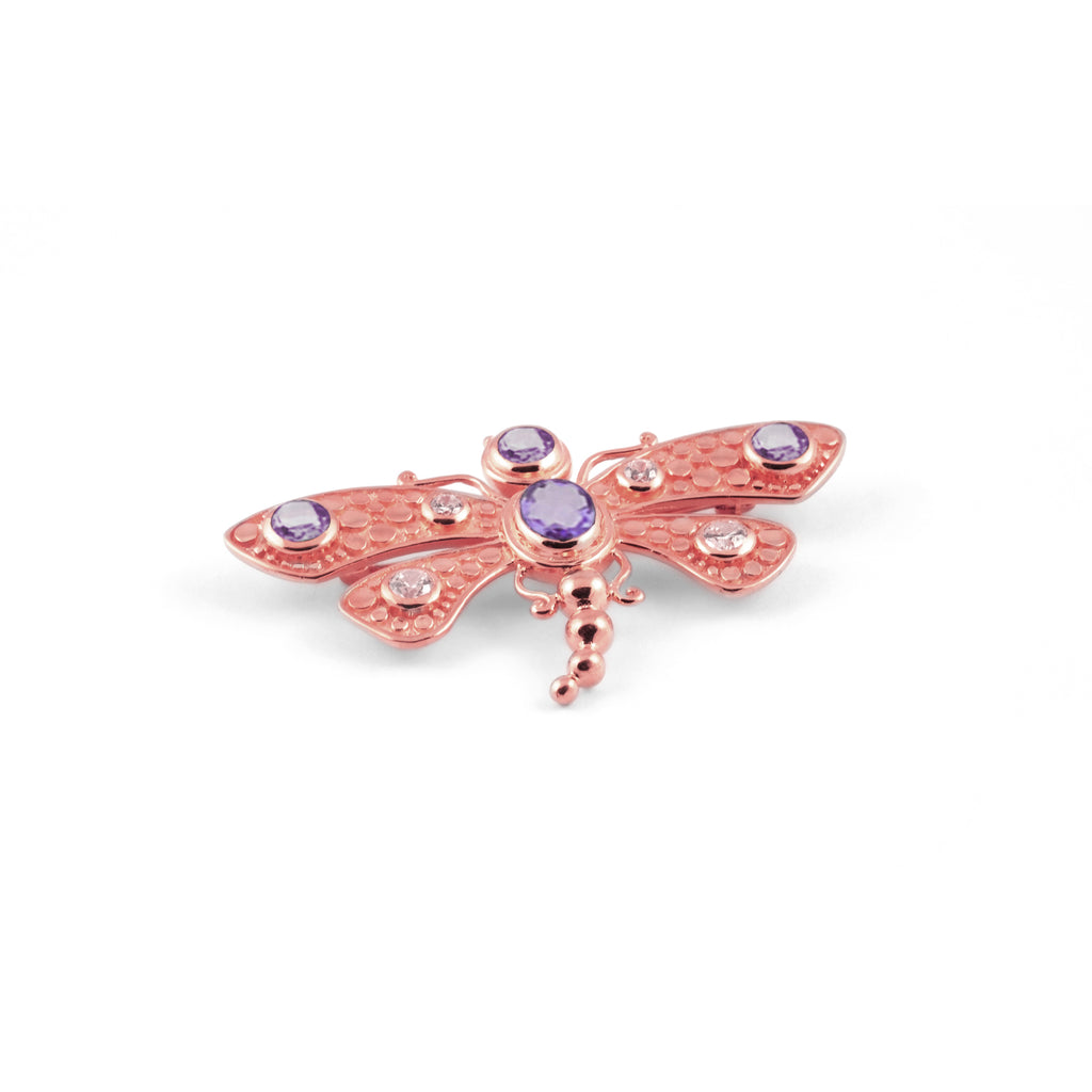 Rose Gold Plated Bali Dragonfly Brooch (small) Sterling Silver 925