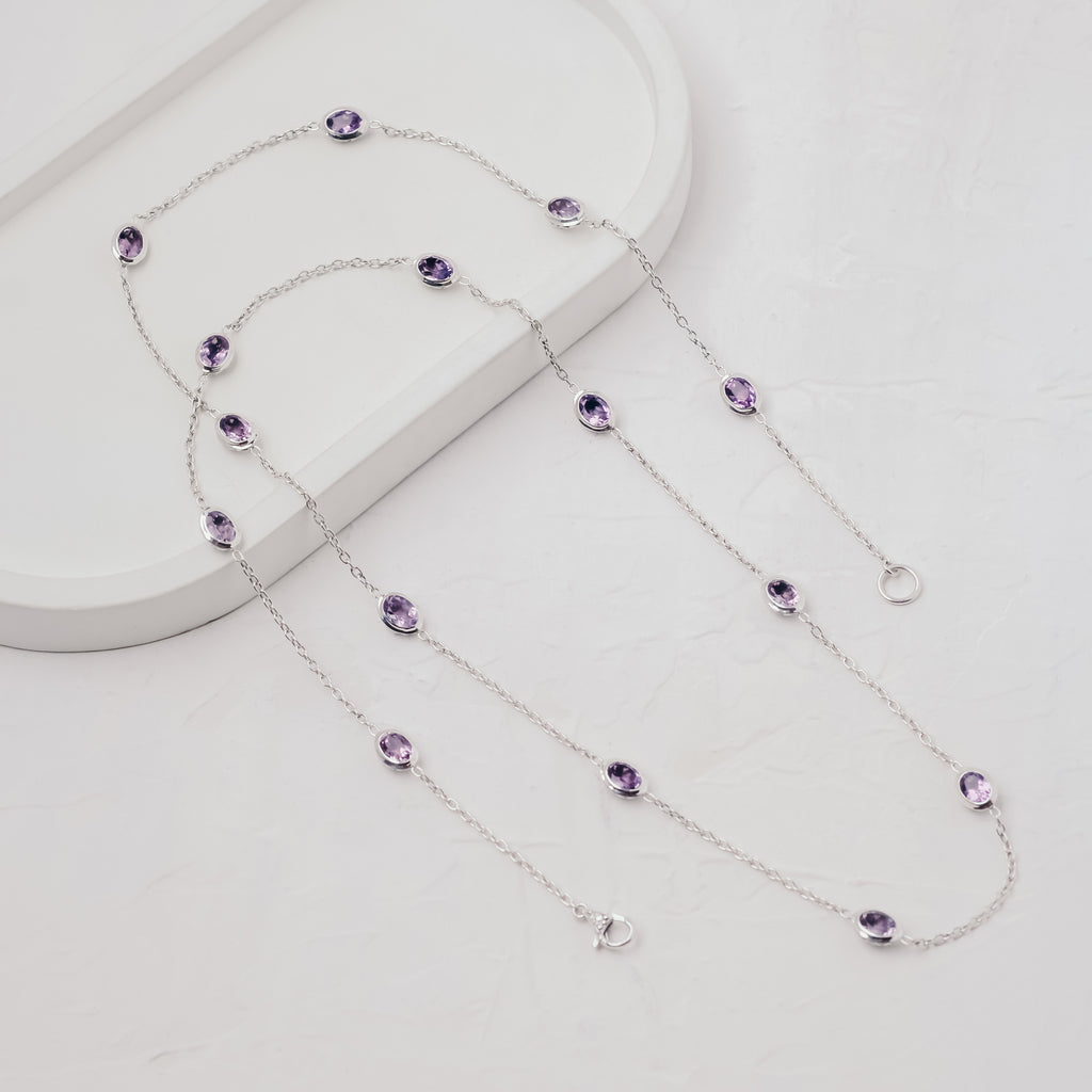 Ritchie Chain Silver Necklace with Gemstone 925 Sterling Silver