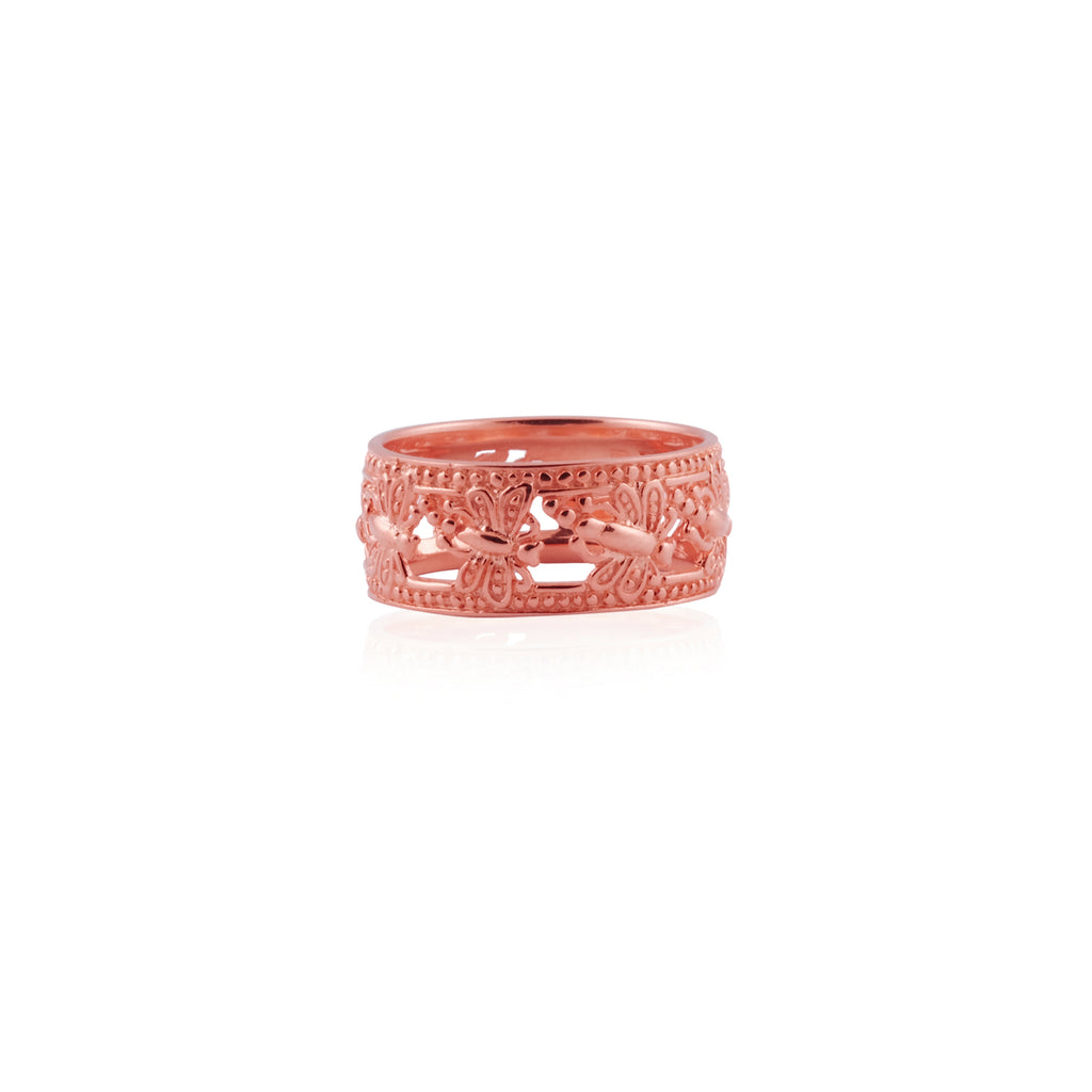 Rose Gold Plated 925 Sterling Silver Dragonfly Big Ring