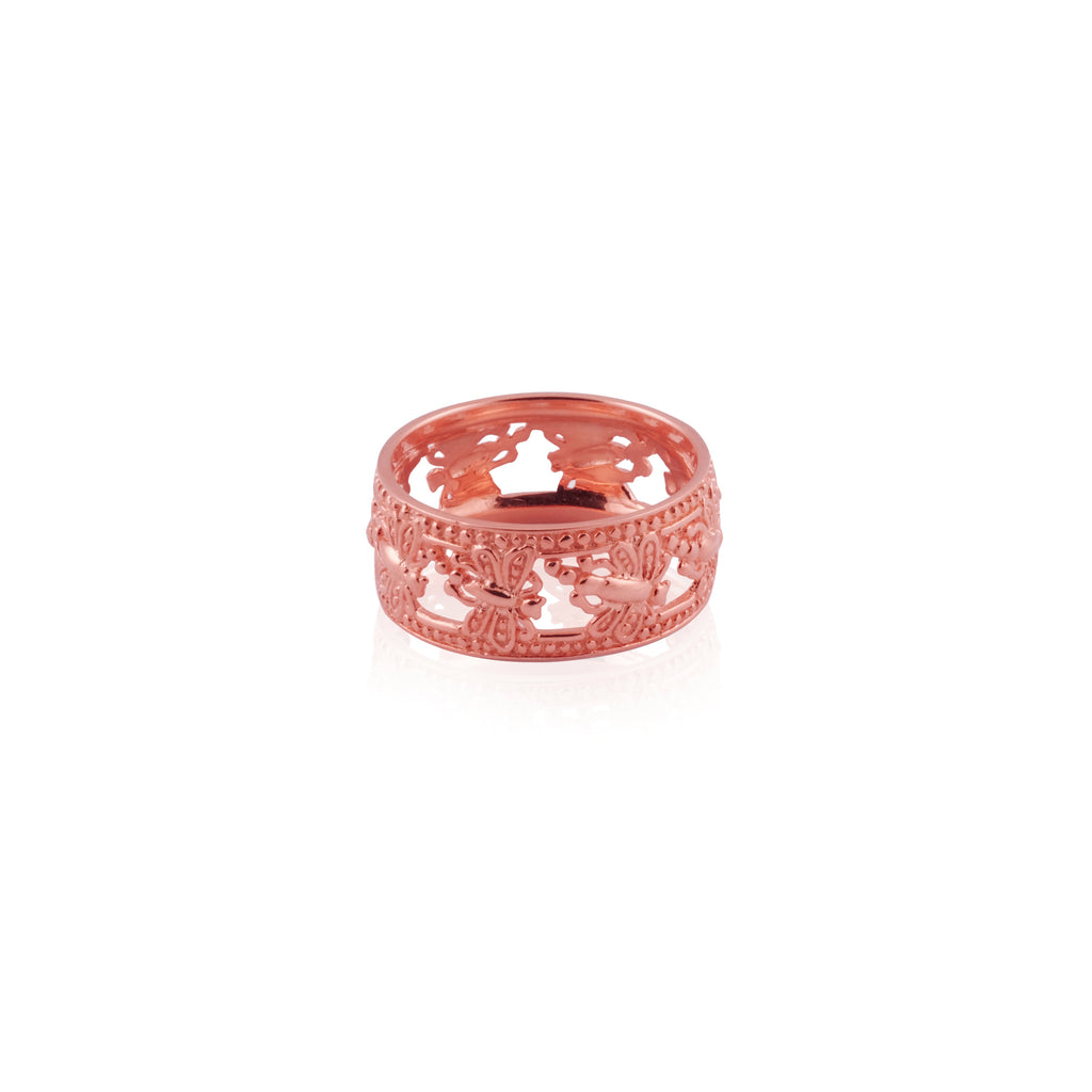Rose Gold Plated 925 Sterling Silver Dragonfly Big Ring