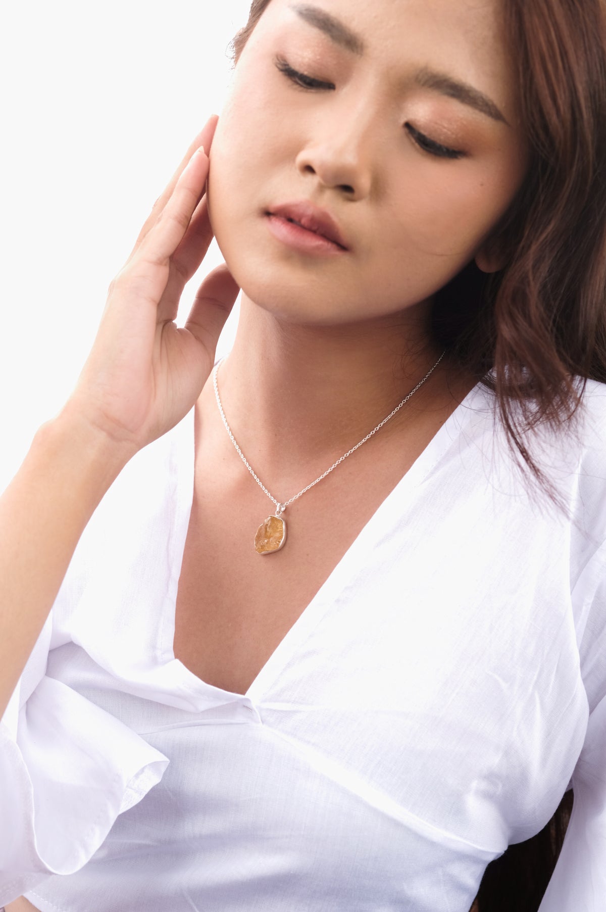 Kalung Chunky Silver 925 dengan Rawstone Koleksi Pristine
