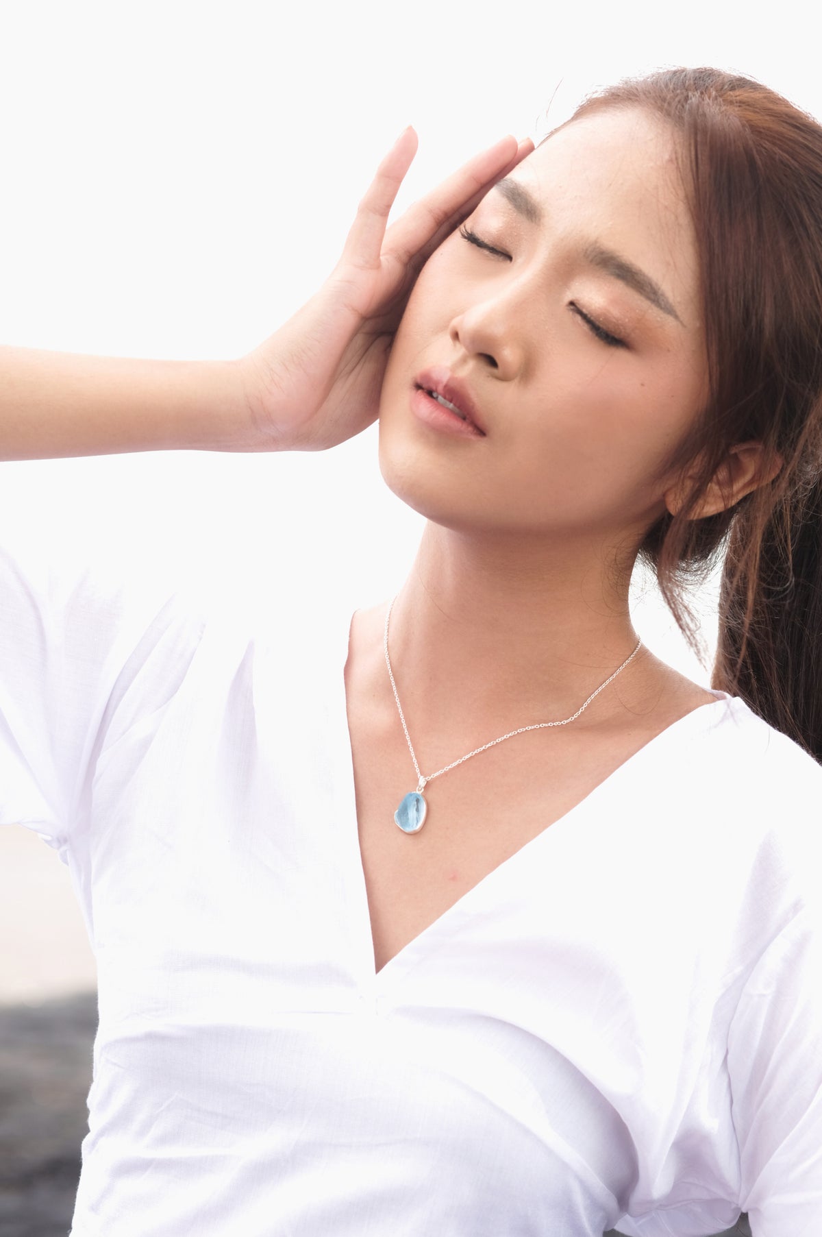 Kalung Chunky Silver 925 dengan Rawstone Koleksi Pristine