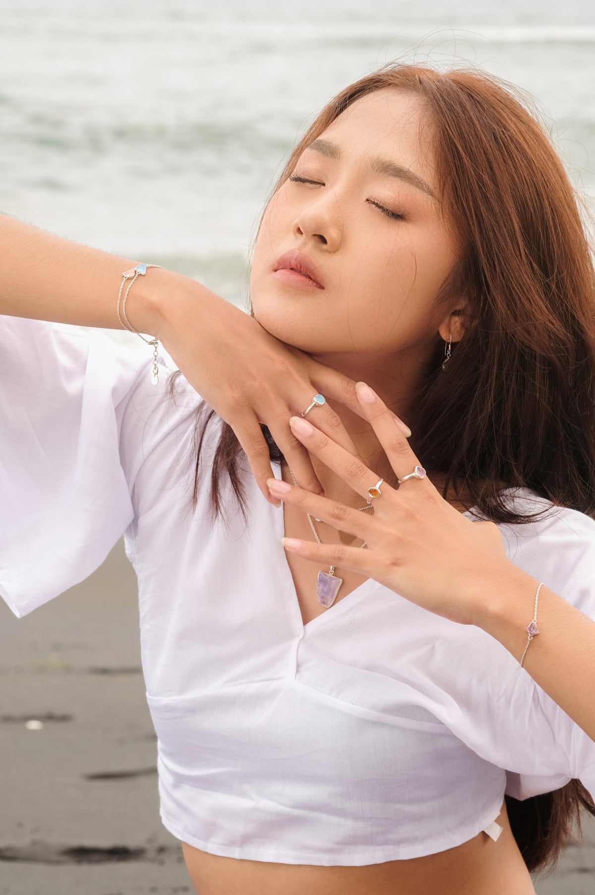 Cincin Cocktail dengan Rawstone Koleksi Pristine Silver 925
