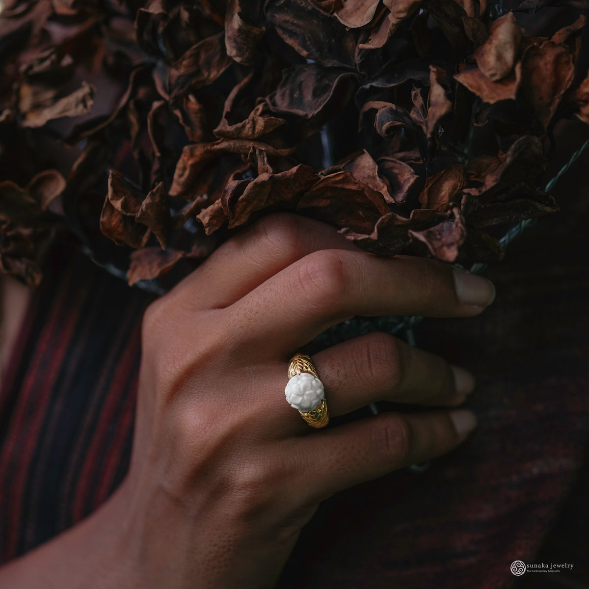 Small 925 Silver Cocktail Ring Japanese Collection
