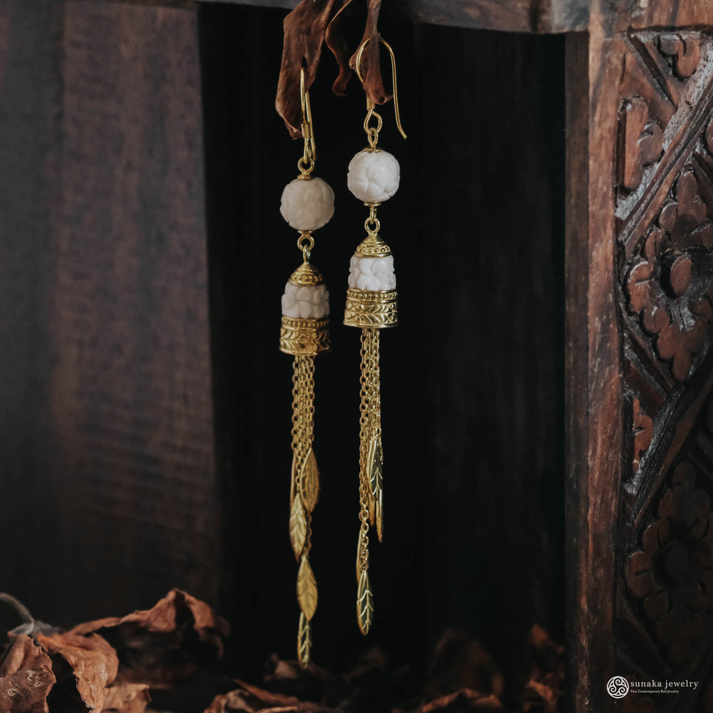 Anting Dangling Perak Koleksi Jepun Sterling Silver 925 Gold Plated