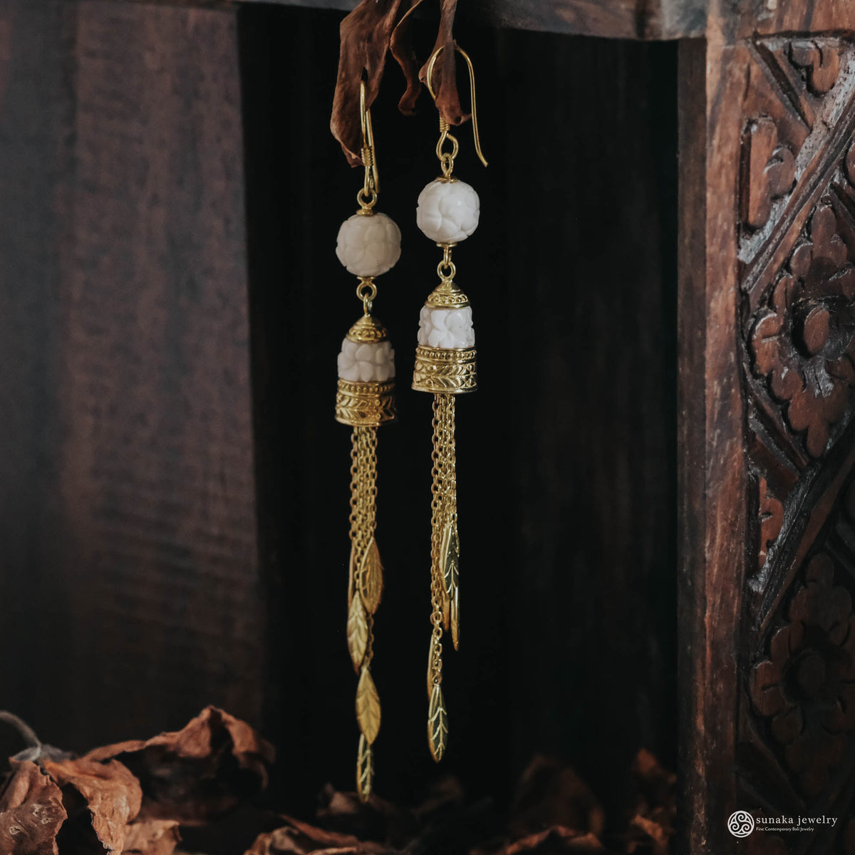Anting Dangling Perak Koleksi Jepun Sterling Silver 925 Gold Plated