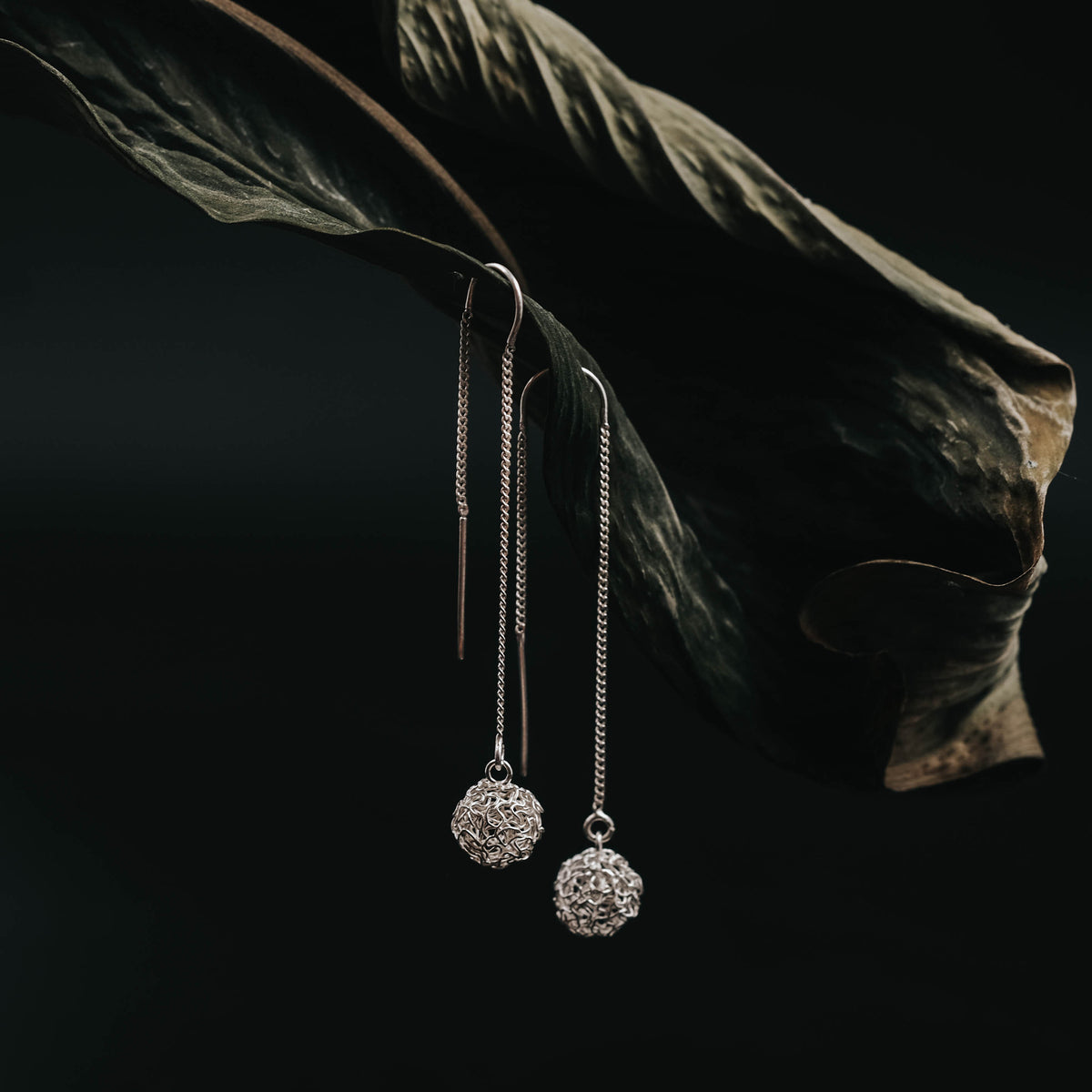 Anting Dangle Ball Perak 925 Koleksi Sebun