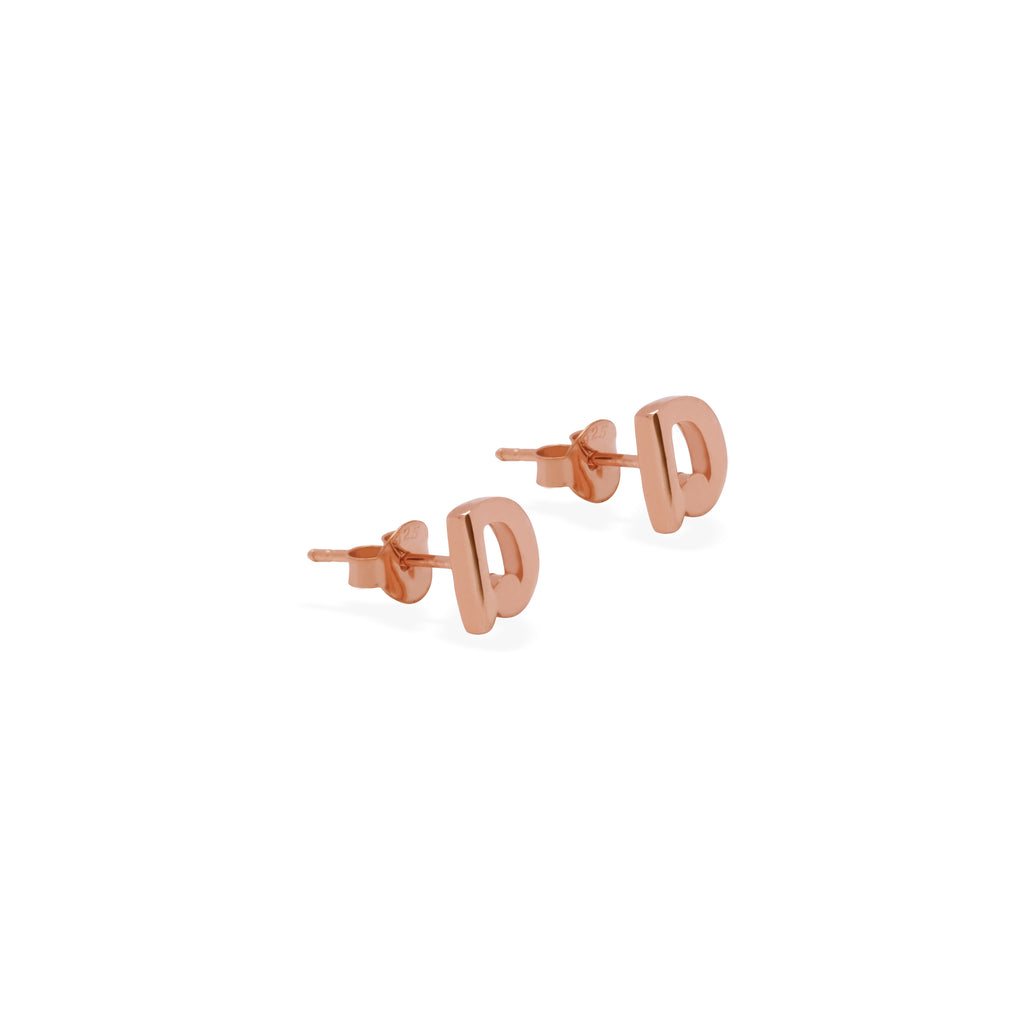 Anting Perak Alphabet Rose Gold Plated