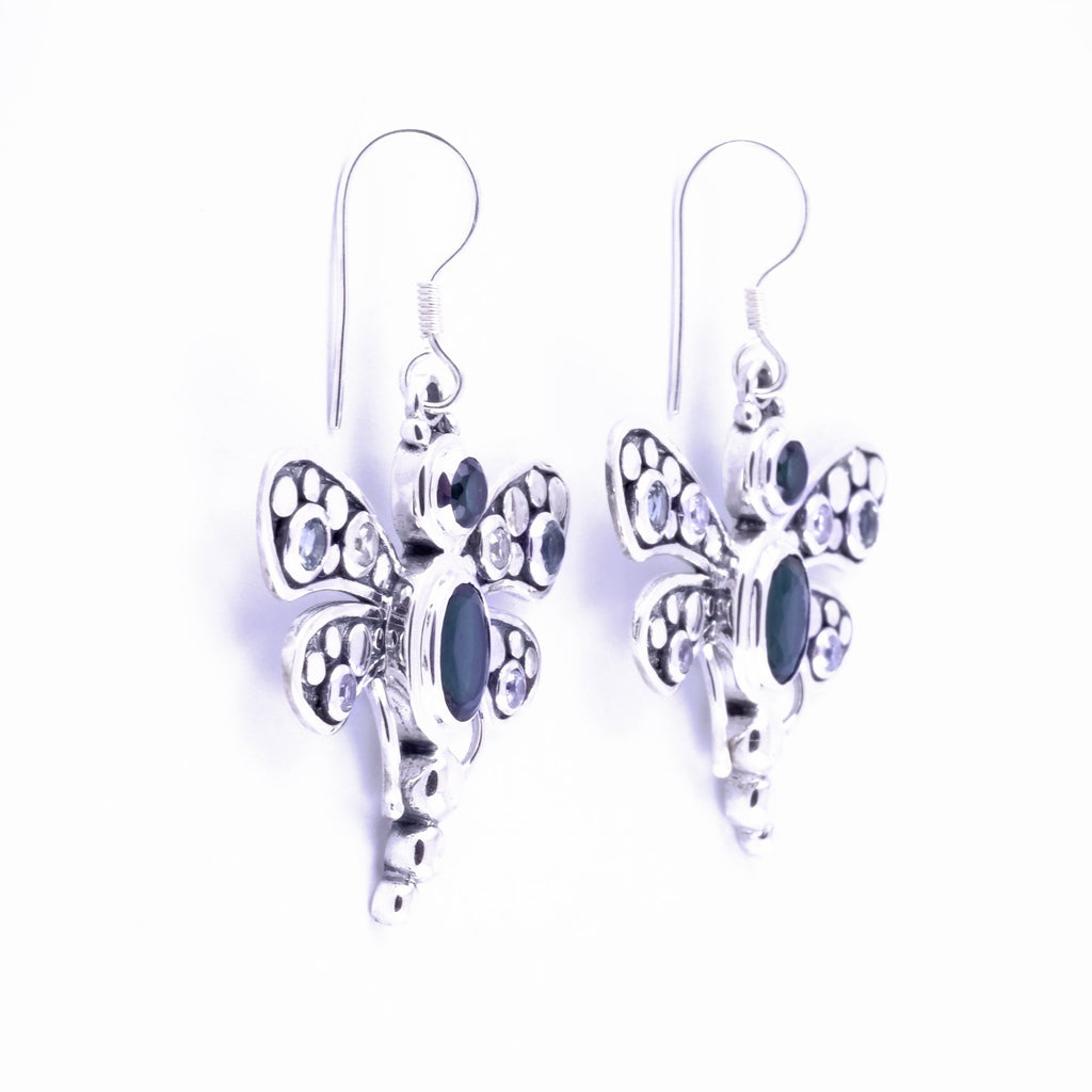 925 Sterling Silver Dragonfly Collection Dangle Earrings