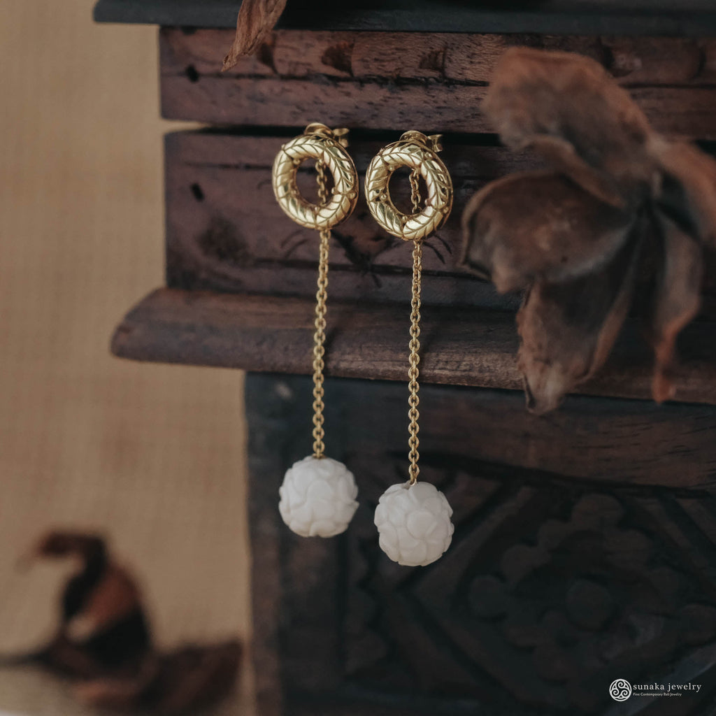 Anting Drop Besar Perak Koleksi Jepun Sterling Silver 925 Gold Plated