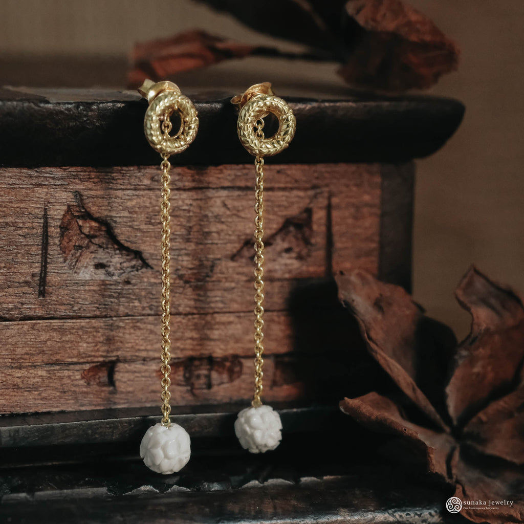 Small Drop Earrings Japanese Collection Sterling Silver 925 Gold Plated
