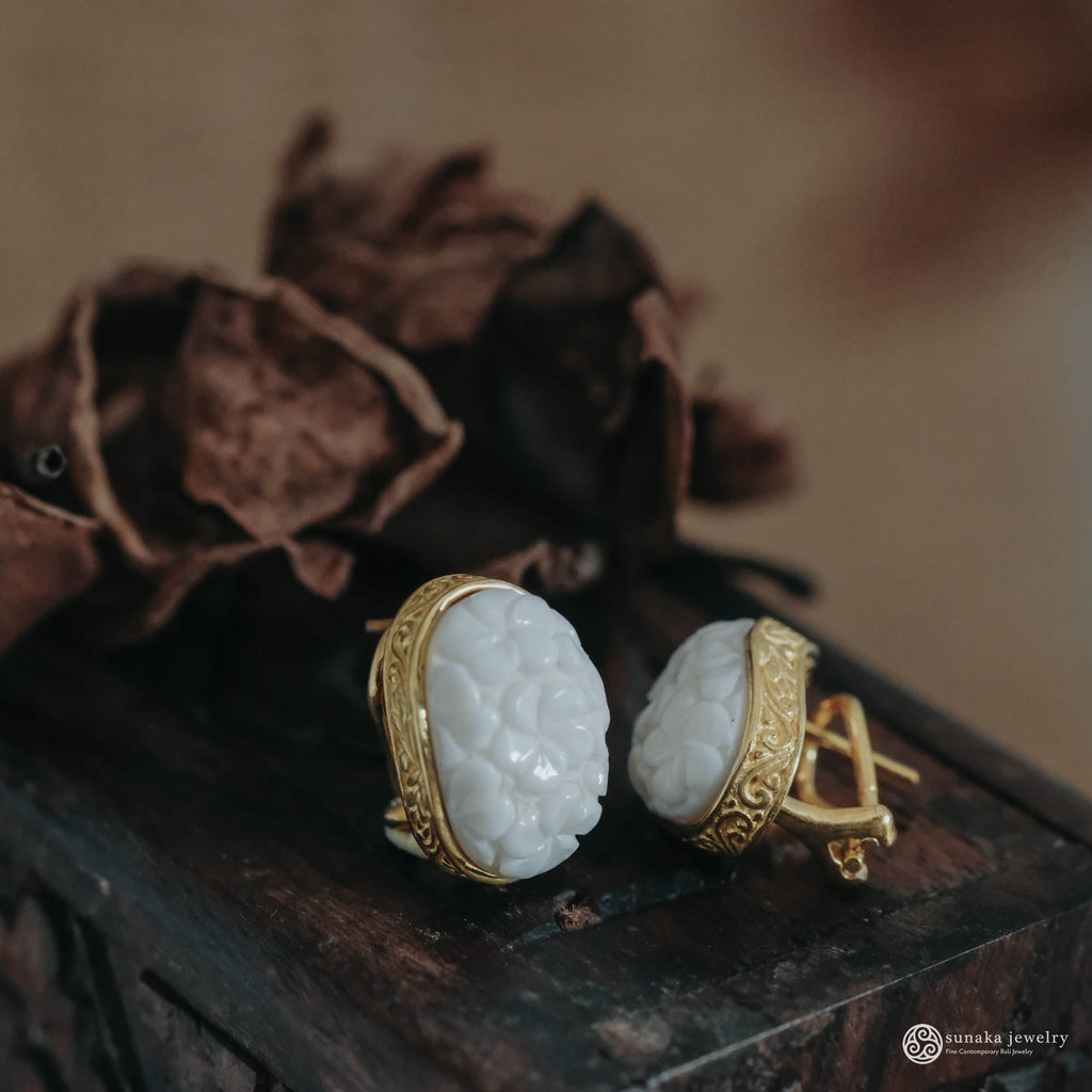 Anting Omega Perak Koleksi Jepun Sterling Silver 925 Gold Plated