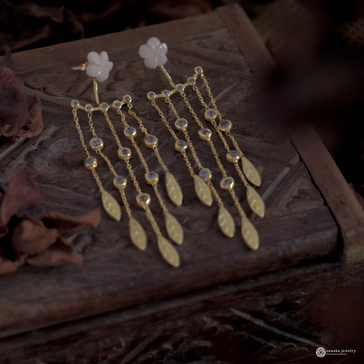 Anting Stud Chain Perak Koleksi Jepun Sterling Silver 925 Gold Plated