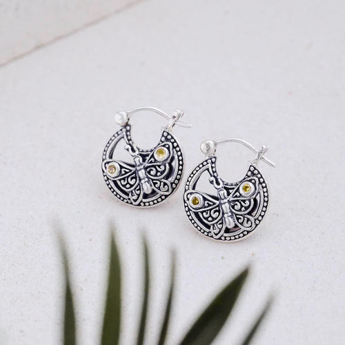 Sterling Silver 925 Butterfly Collection Mini Hoop Earrings