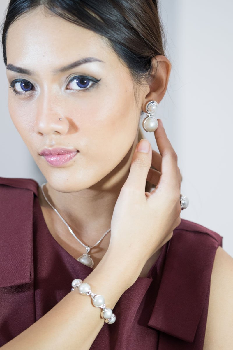 Plain Mabe Sterling Silver 925 Earrings Collection