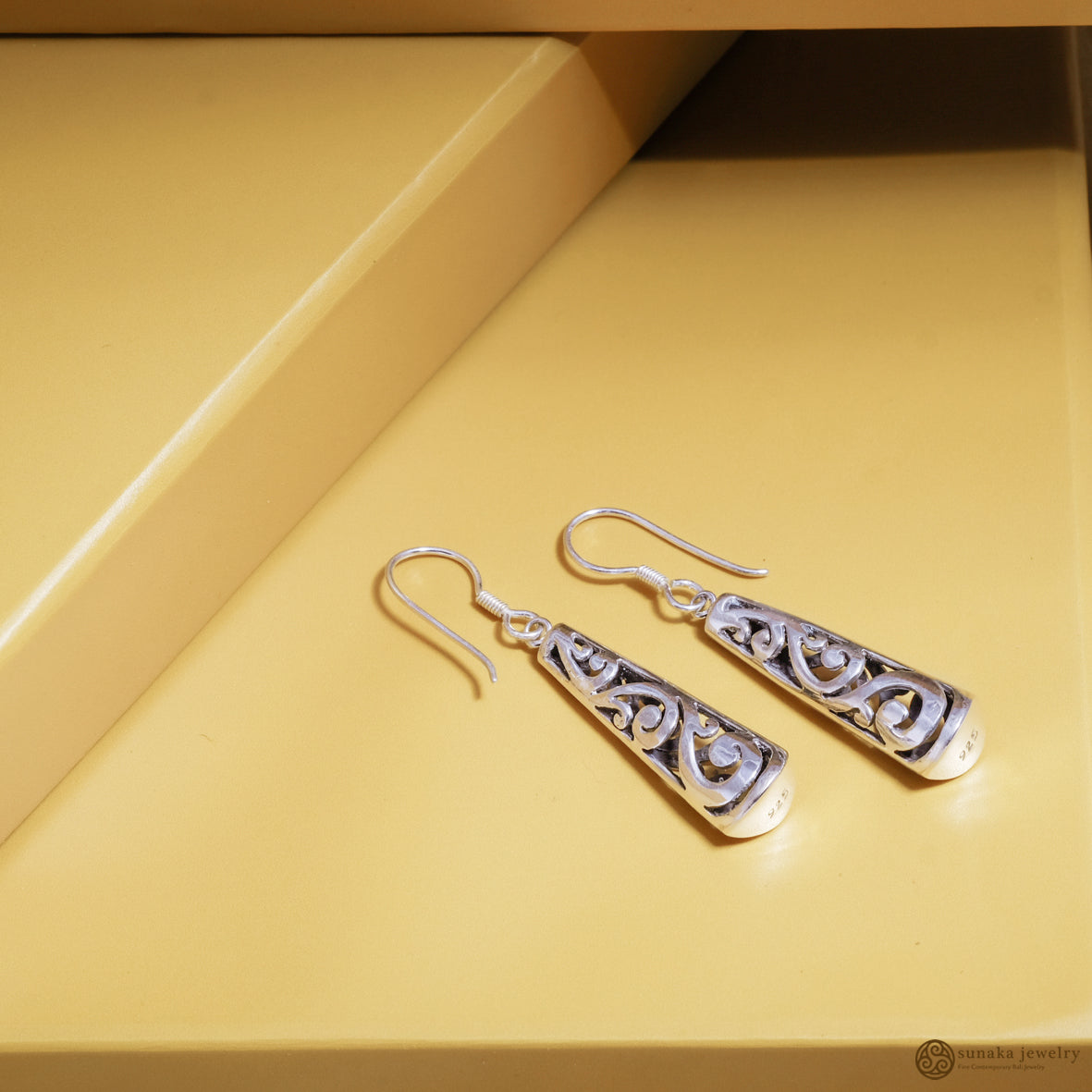 925 Sterling Silver Saw-Cut Drop Earrings