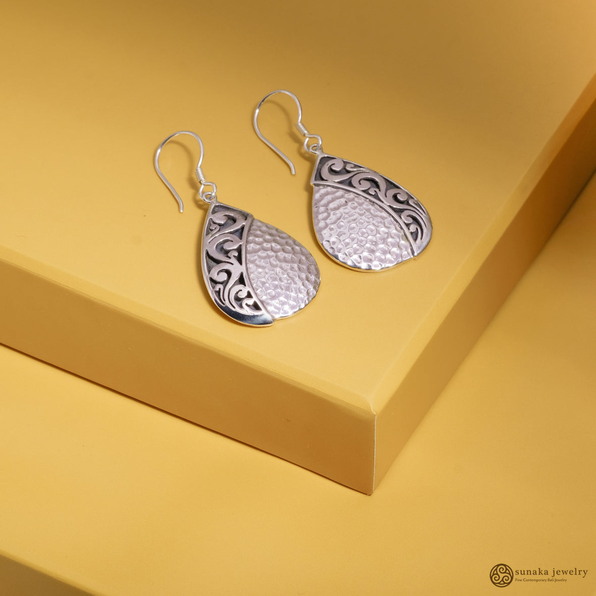 Anting Perak 925 Koleksi Gergajian Balinese Hammer Dangle Earrings