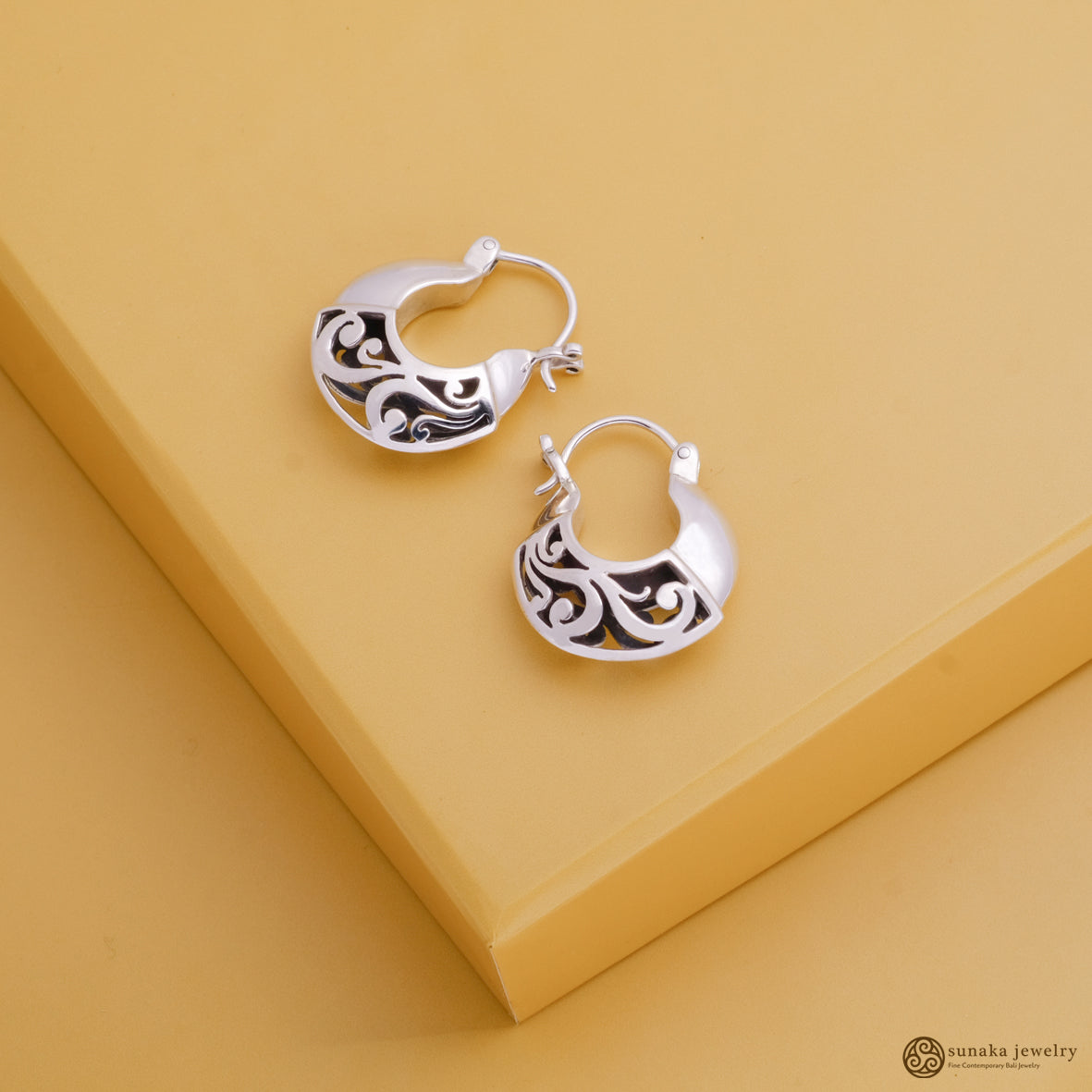 925 Sterling Silver Sawed Collection Silver Hoop Earrings