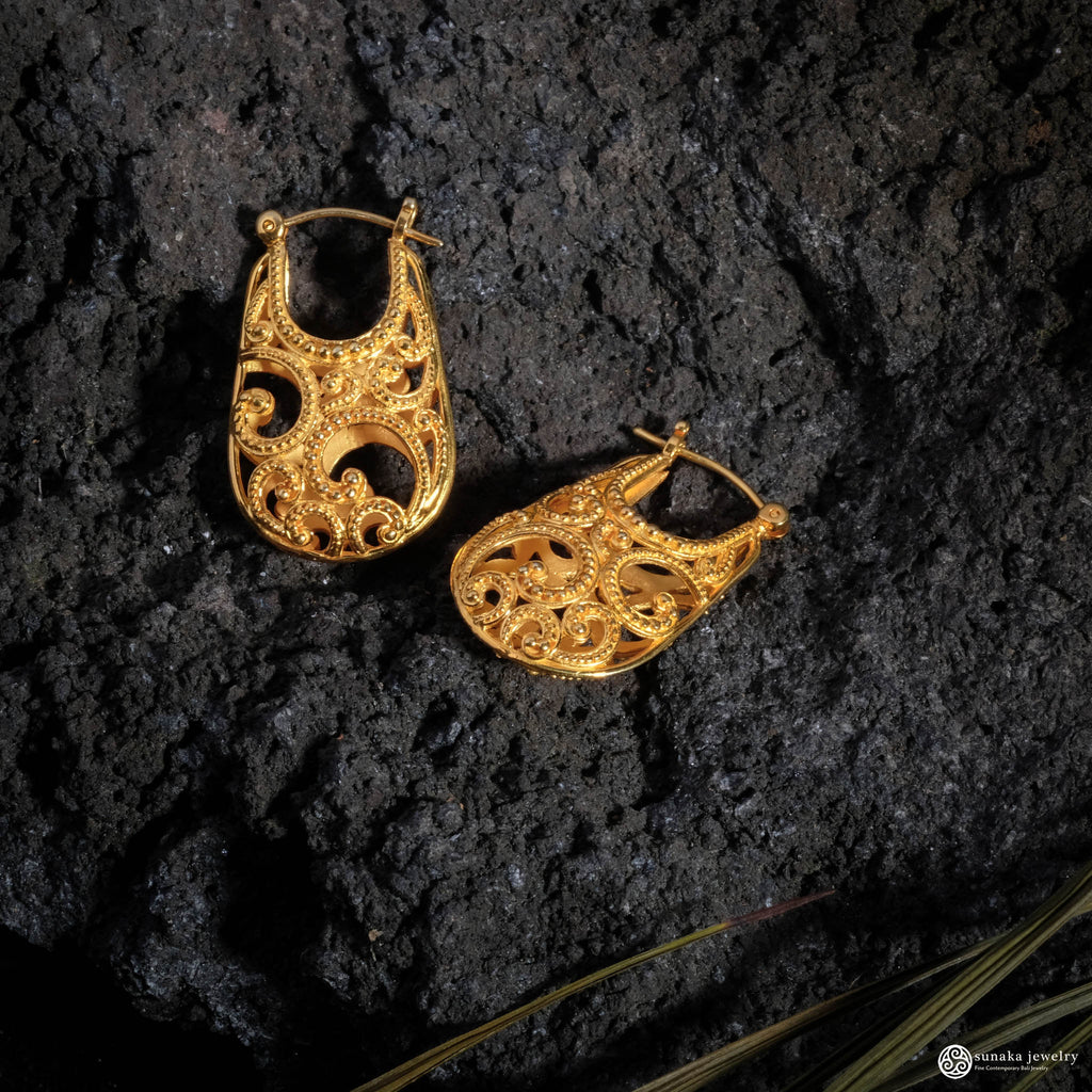 Anting Hoop Perak 925 Koleksi Ombak Segara Balinese Sterling Silver