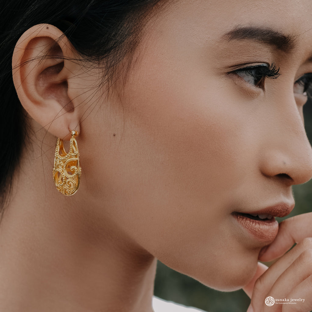 Anting Hoop Perak 925 Koleksi Ombak Segara Balinese Sterling Silver