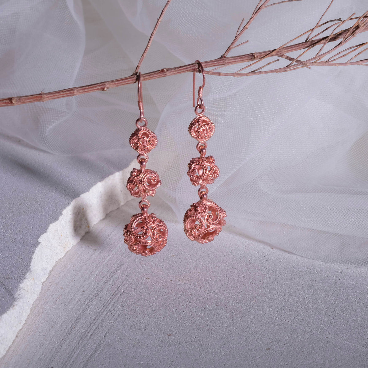 Anting Triple Drop Perak 925 Koleksi Ombak Segara Sterling Silver