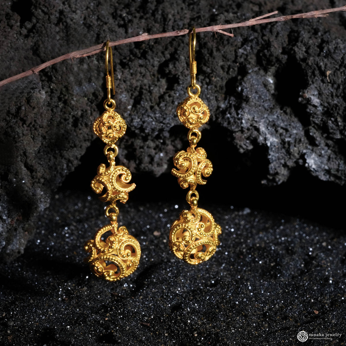 Anting Triple Drop Perak 925 Koleksi Ombak Segara Sterling Silver