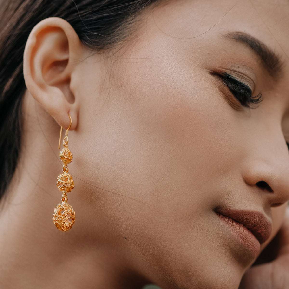 Anting Triple Drop Perak 925 Koleksi Ombak Segara Sterling Silver