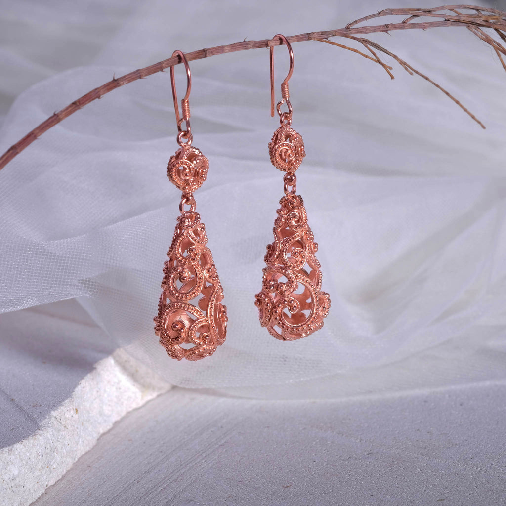 Anting Drop Oval Perak 925 Koleksi Ombak Segara Sterling Silver