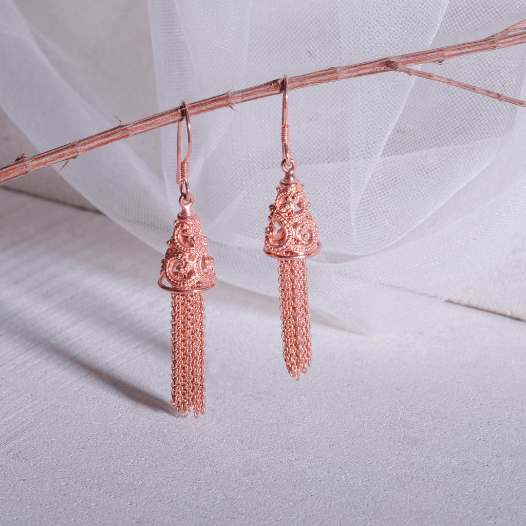 925 Sterling Silver Sea Wave Collection Drop Chain Earrings