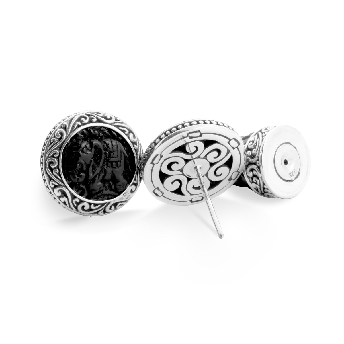 Subeng Elephant Collection Silver Traditional Stud Earrings (small)