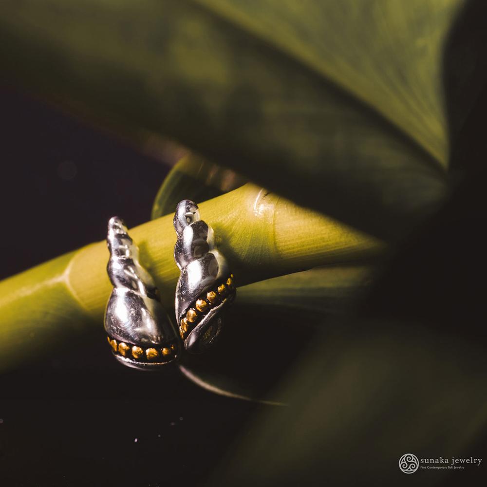 Anting Stud Perak 925 Koleksi Keong Mas Model