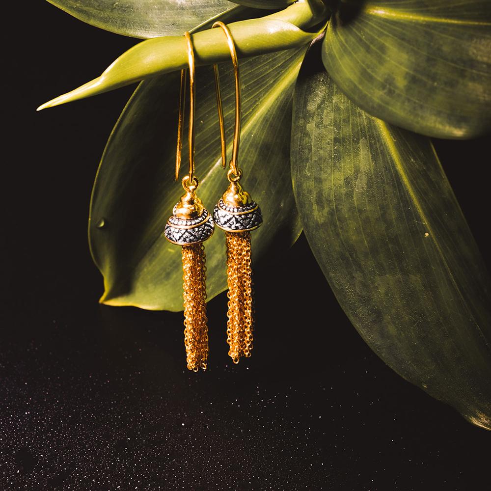 Anting Chandelier Perak 925 Koleksi Keong Mas