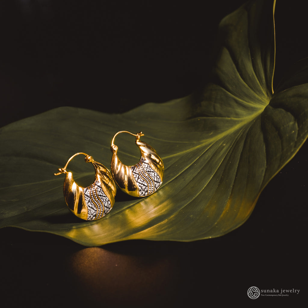 925 Silver Small Hoop Earrings Golden Snail Collection